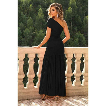 One-Shoulder Ruched Maxi Dress