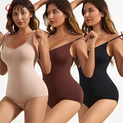 Qtree Full Body Shaper Shapewear Sculpting Sleeveless Tummy Control Bodysuit for Women Slim Waist Trainer with Hooks plus Size